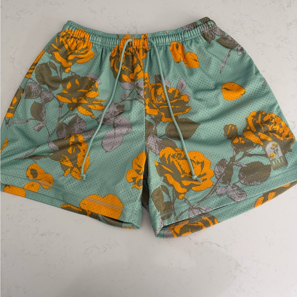 Nike Green and Orange Floral Men's Athletic Shorts